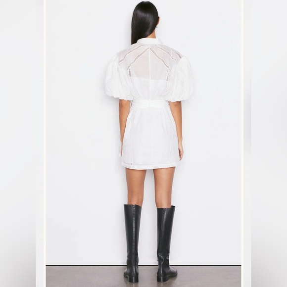 FRAME
Inset Lace Ramie Mini Shirt Dress with Puff Sleeve - Picture 4 of 8